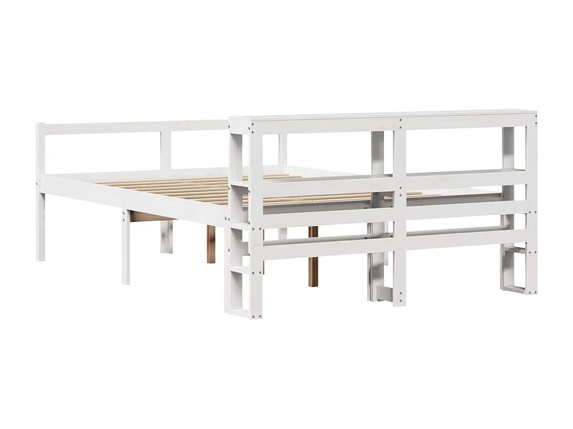 Cama personas mayores cabecero madera maciza blanca 160x200 cm