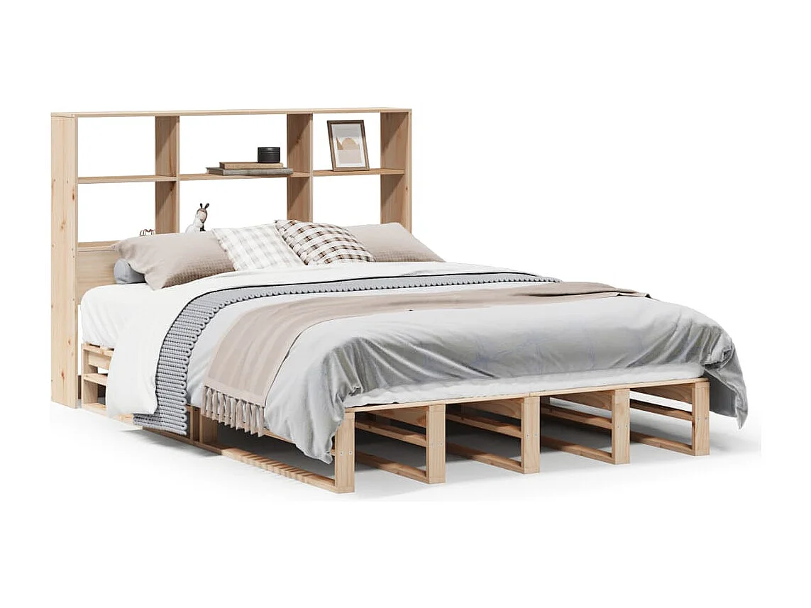 Bed met boekenkast zonder matras massief hout 160x200 cm