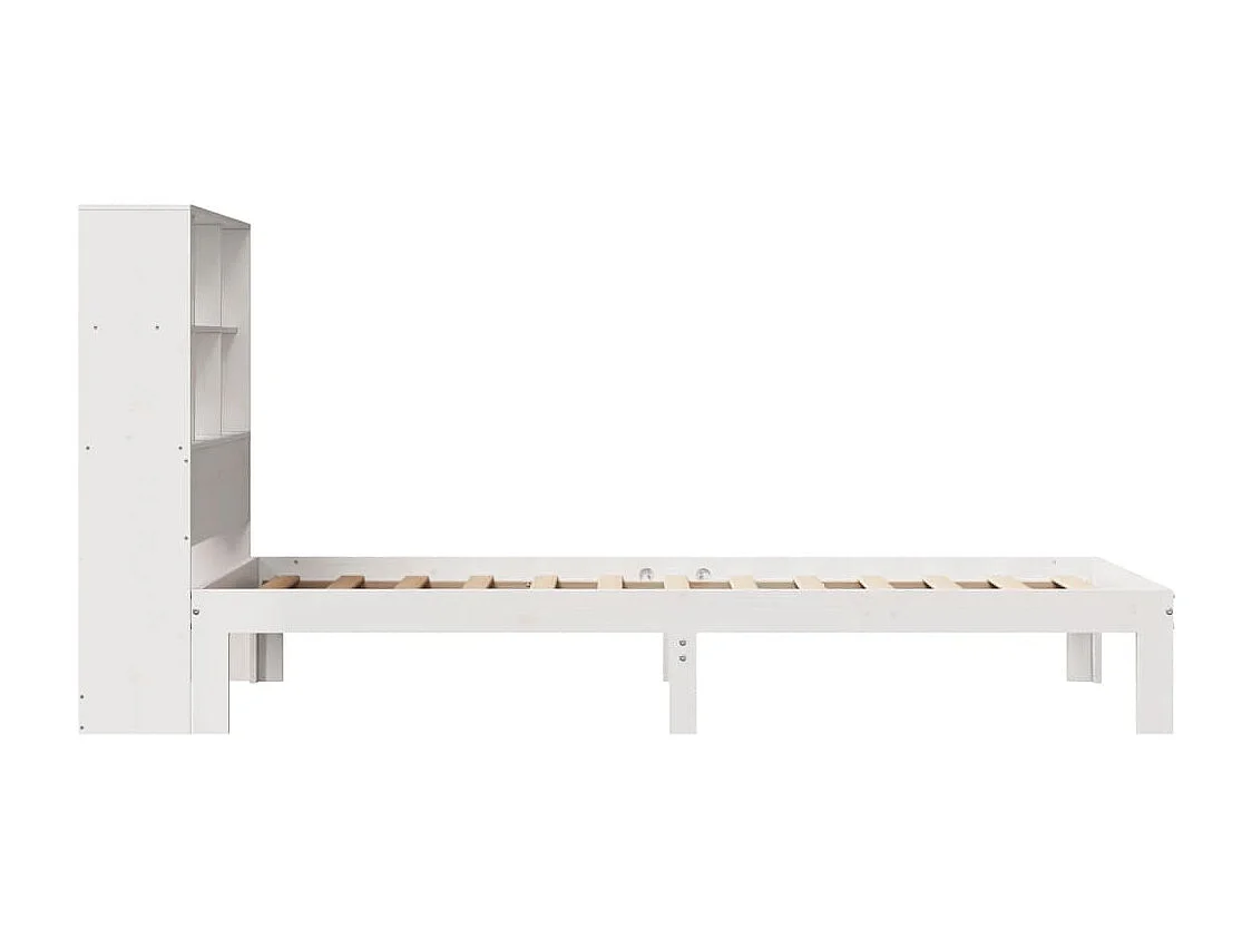 Cama com estante sem colchão 90x190 cm pinho maciço branco