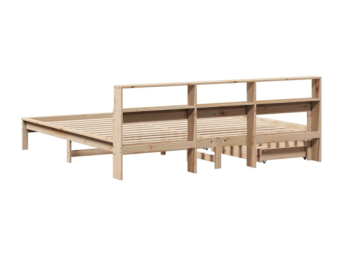 Cama con estantería sin colchón madera maciza de pino 200x200cm