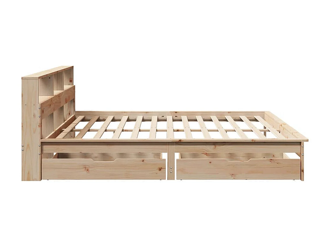 Cama con estantería sin colchón madera maciza de pino 200x200cm