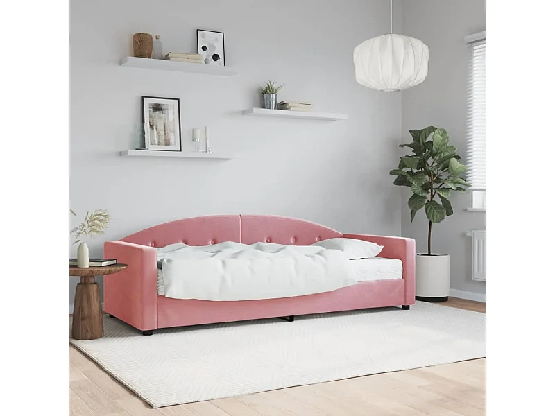Slaapbank met matras 80x200 cm fluweel roze