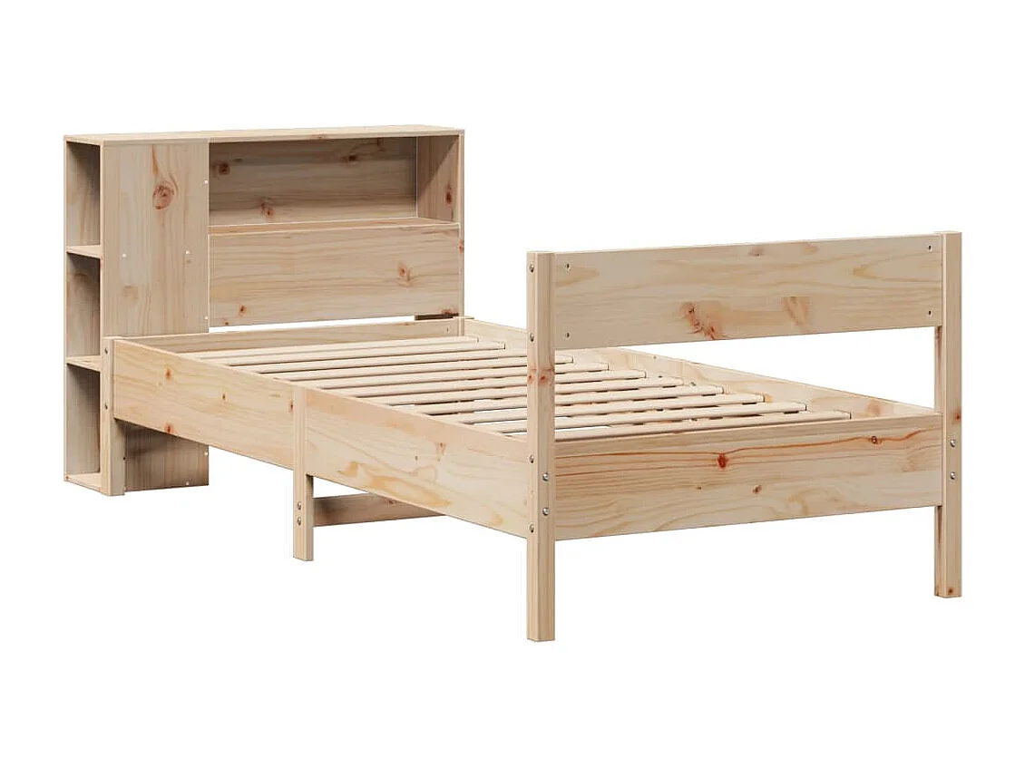 Cama com estante sem colchão 75x190 cm pinho maciço