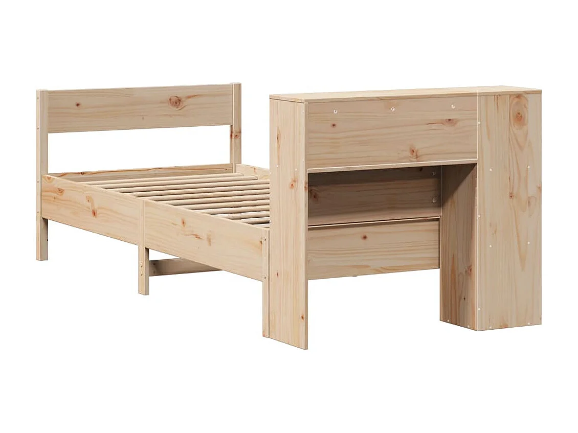 Cama com estante sem colchão 75x190 cm pinho maciço