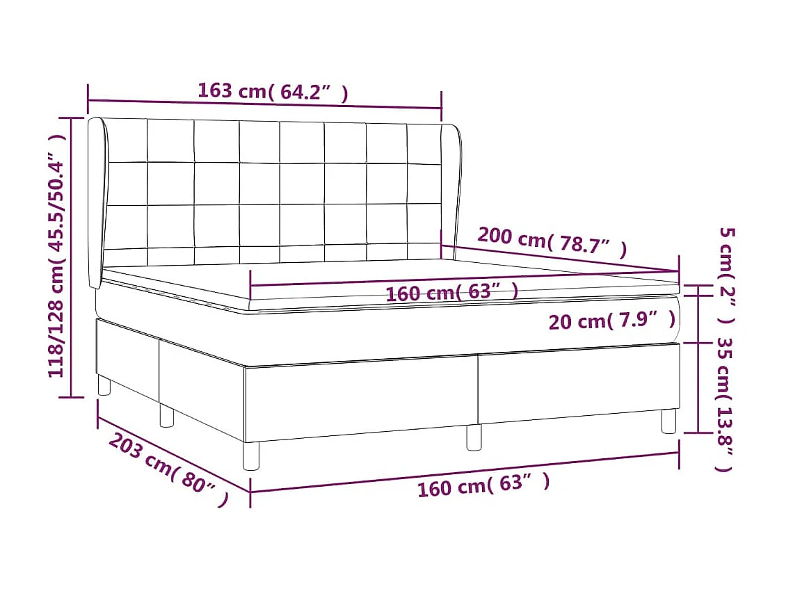 Boxspring met matras stof donkerbruin 160x200 cm