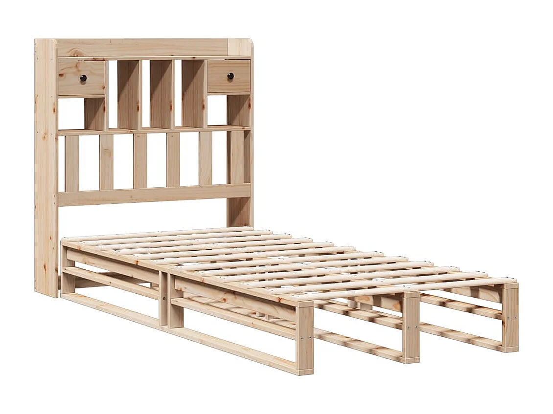 Cama con estantería sin colchón madera maciza de pino 90x190 cm