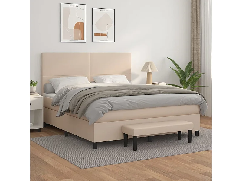Boxspring met matras kunstleer cappuccinokleurig 160x200 cm