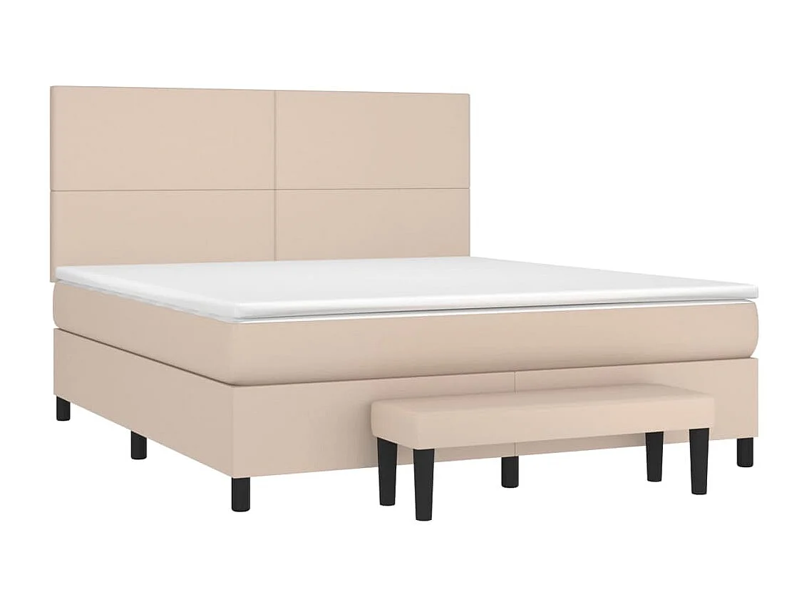 Cama box spring con colchón cuero sintético capuchino 160x200cm