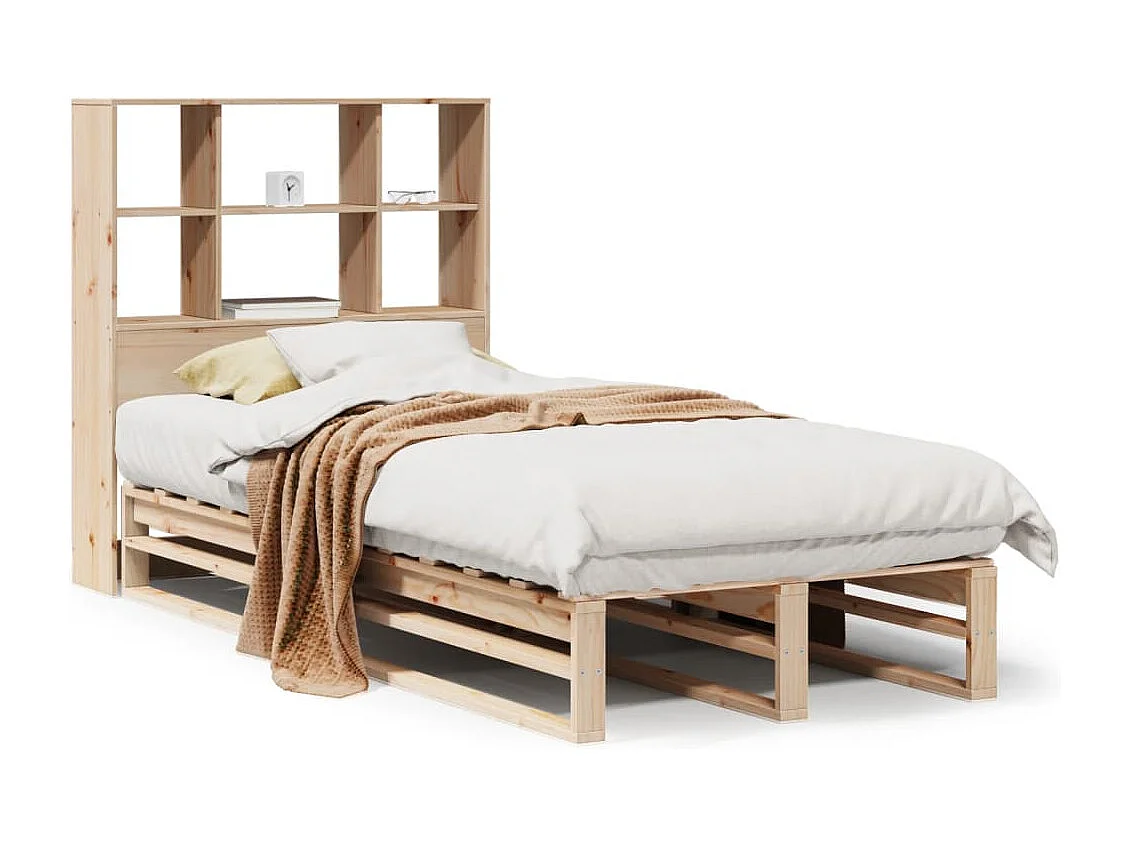 Cama con estantería sin colchón madera maciza 90x190 cm