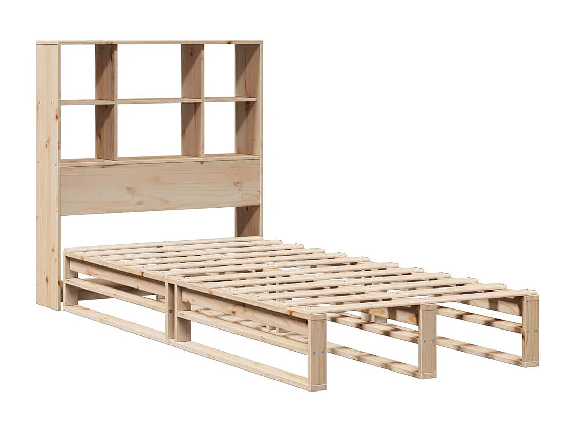 Cama con estantería sin colchón madera maciza 90x190 cm