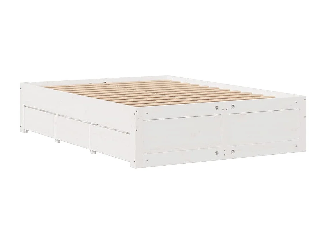 Bed met boekenkast zonder matras grenenhout wit 140x190 cm