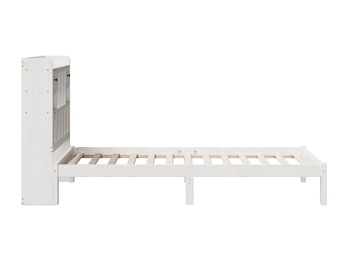 Cama con estantería sin colchón madera maciza blanca 75x190 cm