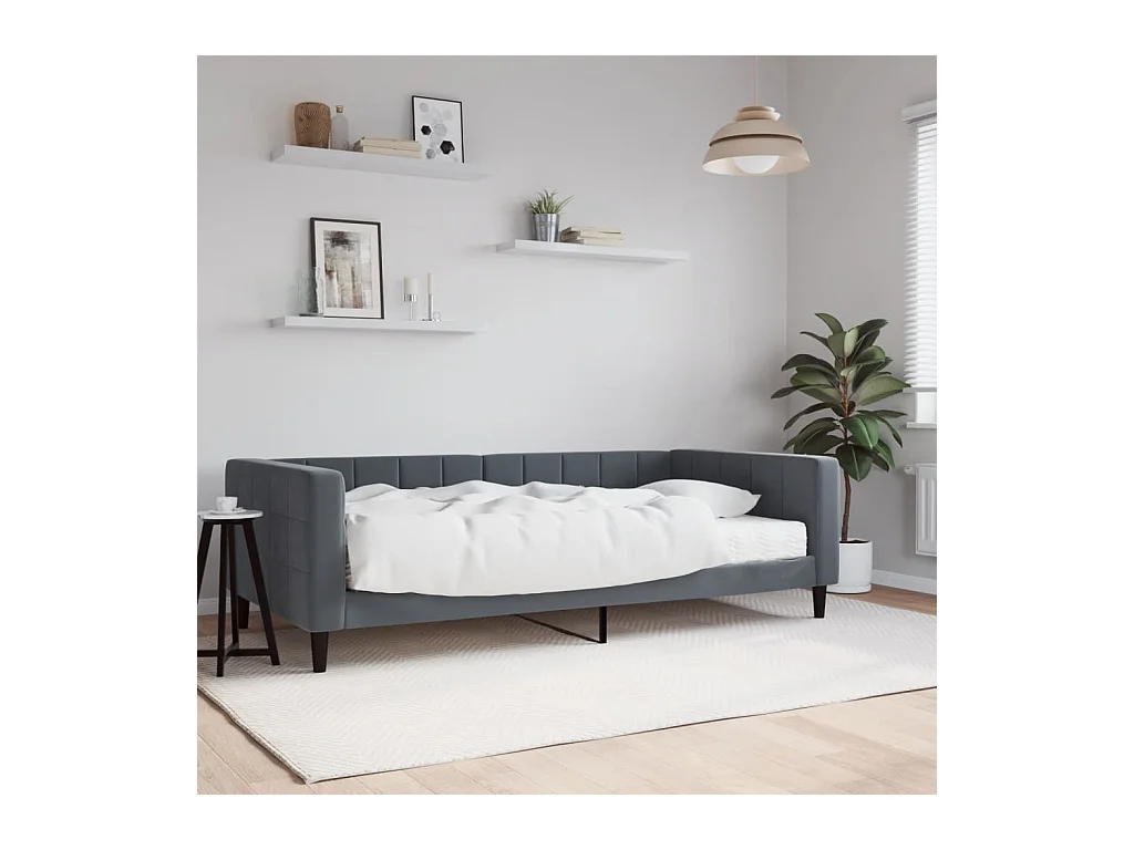 Slaapbank met matras 100x200 cm fluweel donkergroen