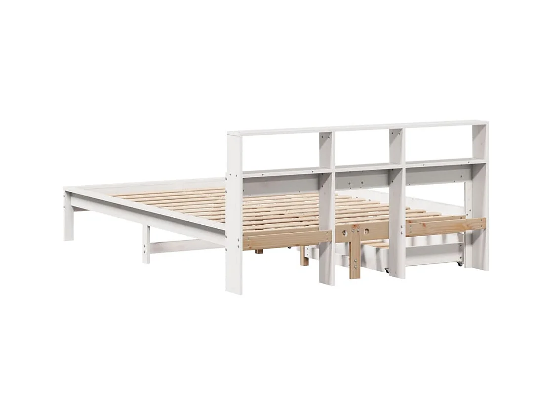 Bed met boekenkast zonder matras grenenhout wit 160x200 cm