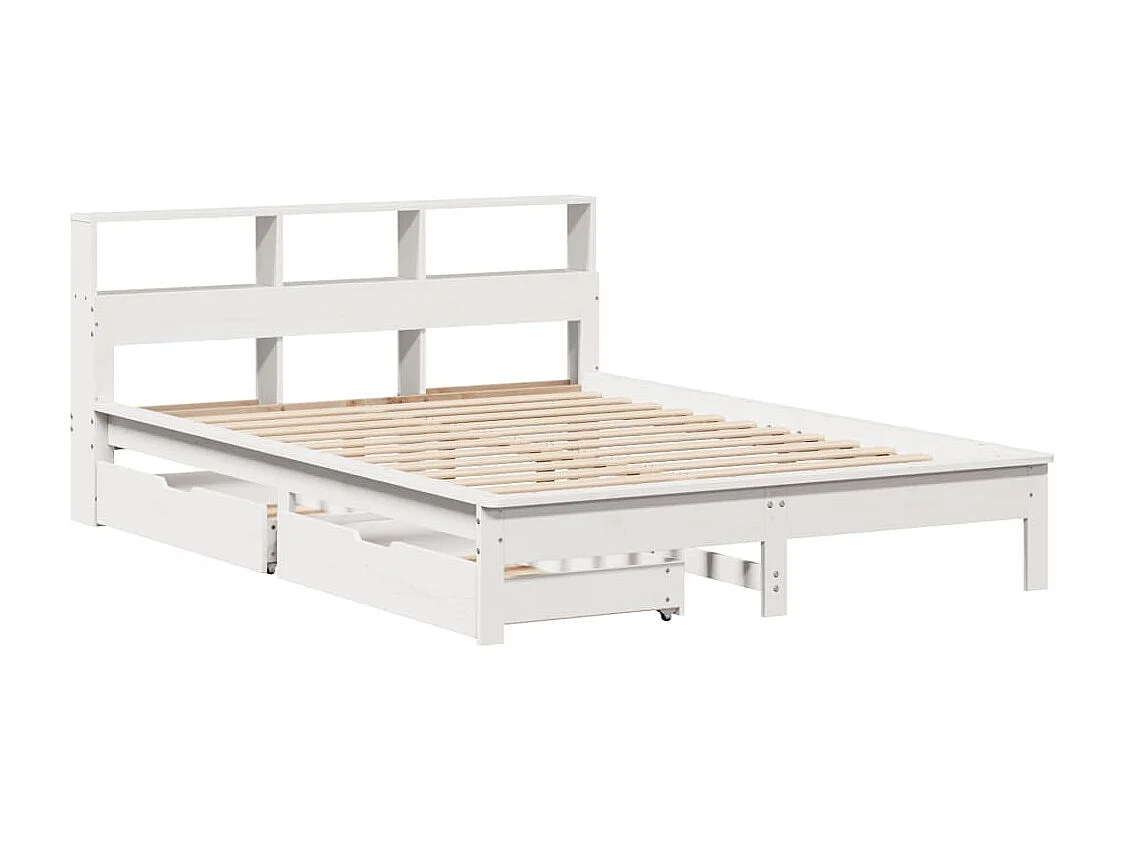 Bed met boekenkast zonder matras grenenhout wit 160x200 cm