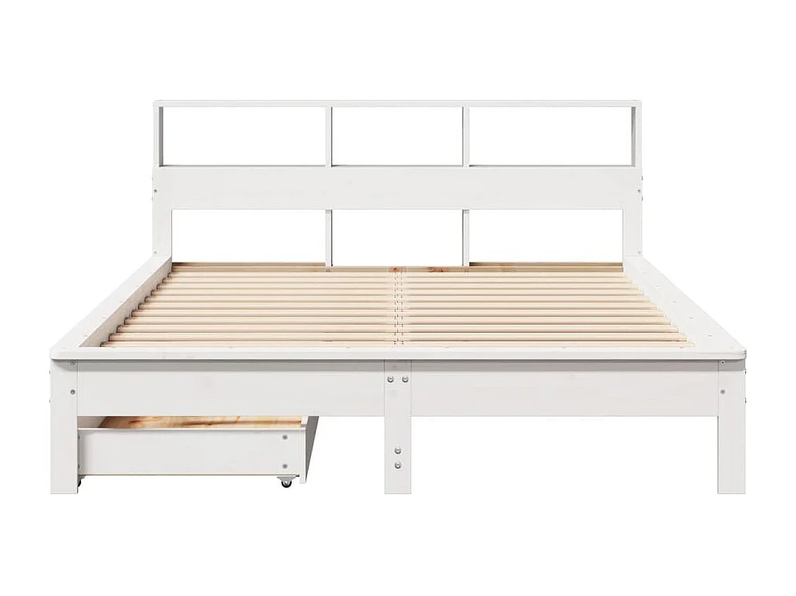 Bed met boekenkast zonder matras grenenhout wit 160x200 cm