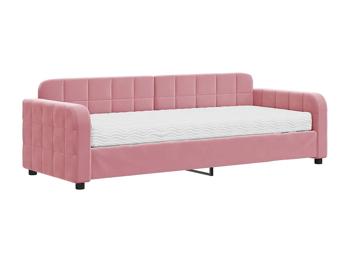 Sofá cama con colchón terciopelo rosa 80x200 cm