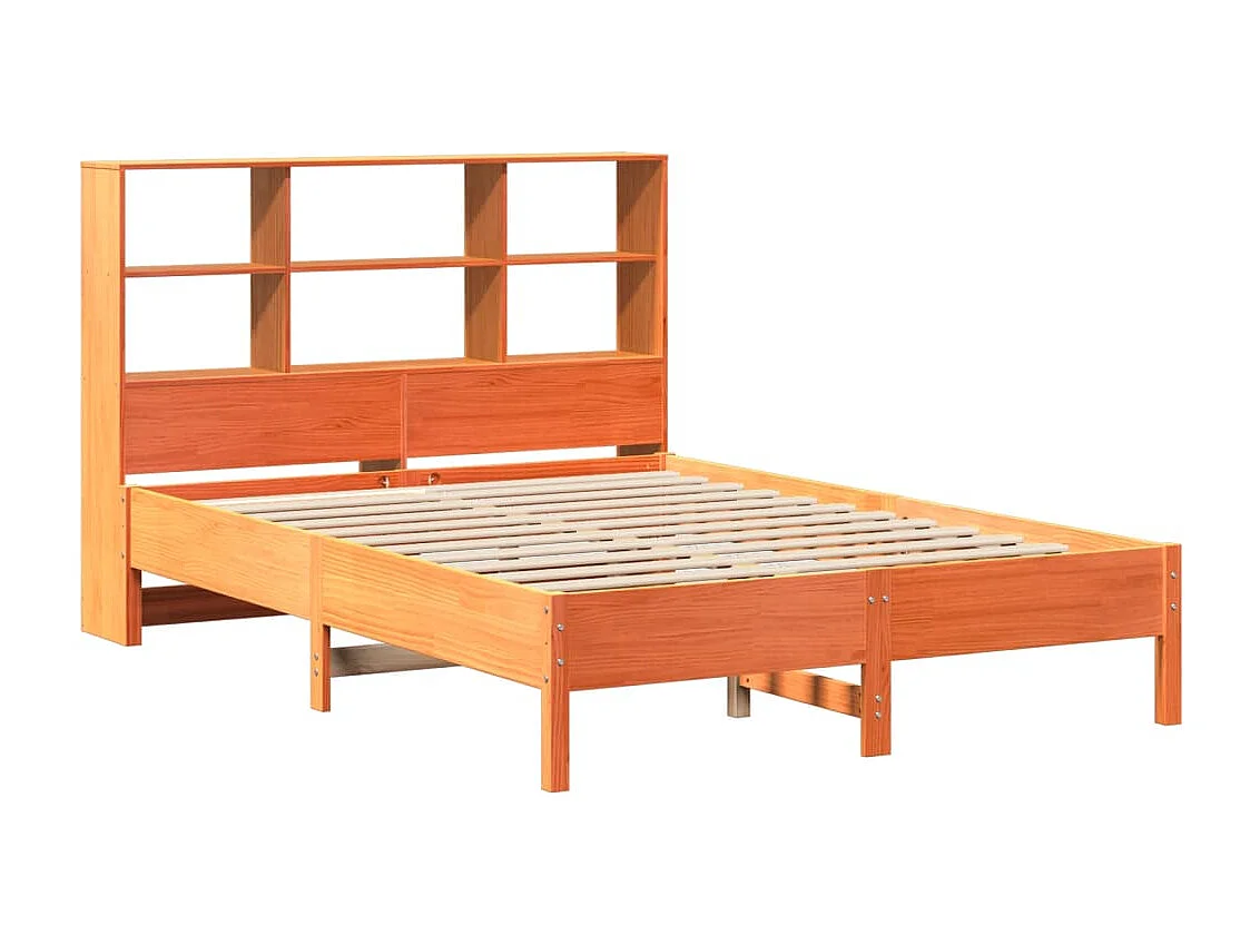 Cama con estantería sin colchón madera maciza marrón 120x190 cm