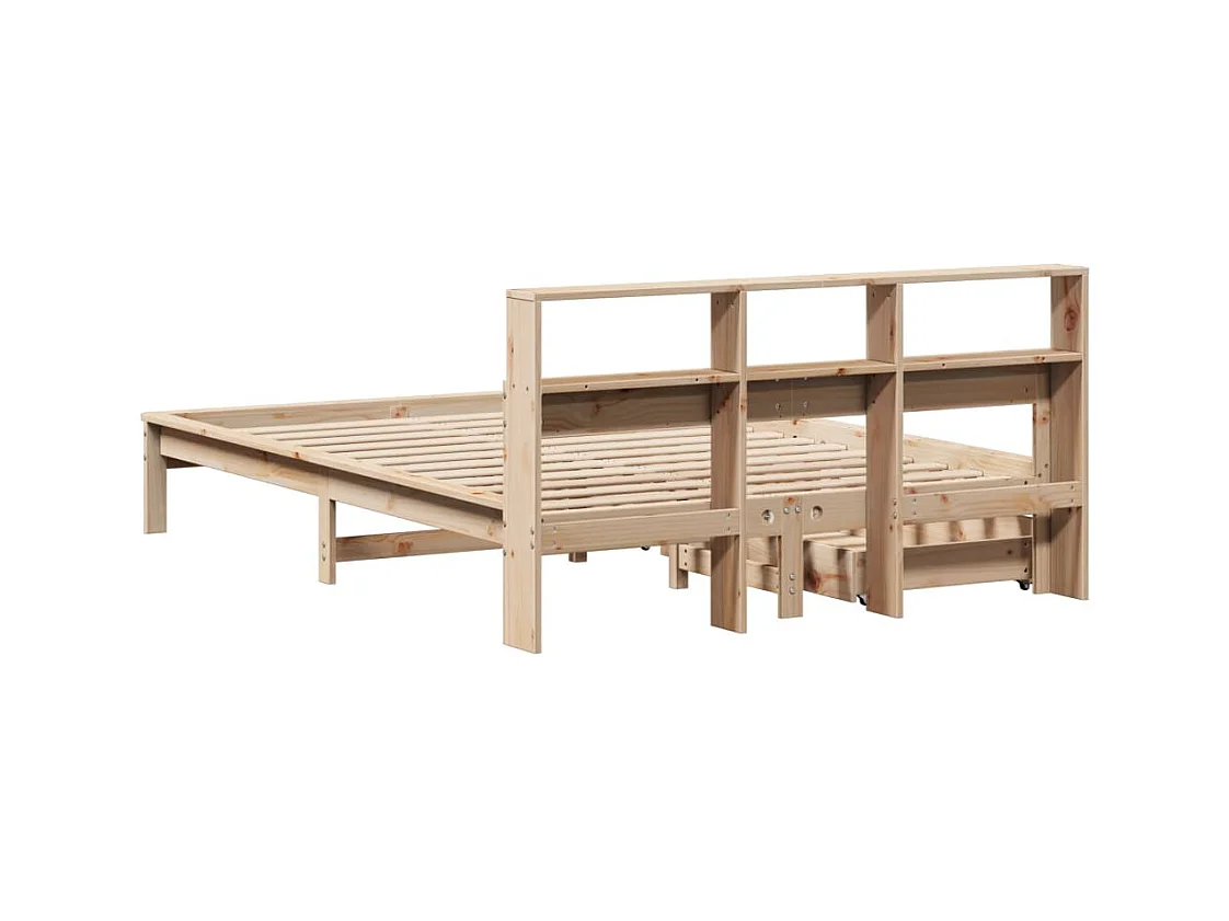 Bed met boekenkastukkenzonder matras massief grenenhout 140x200 cm
