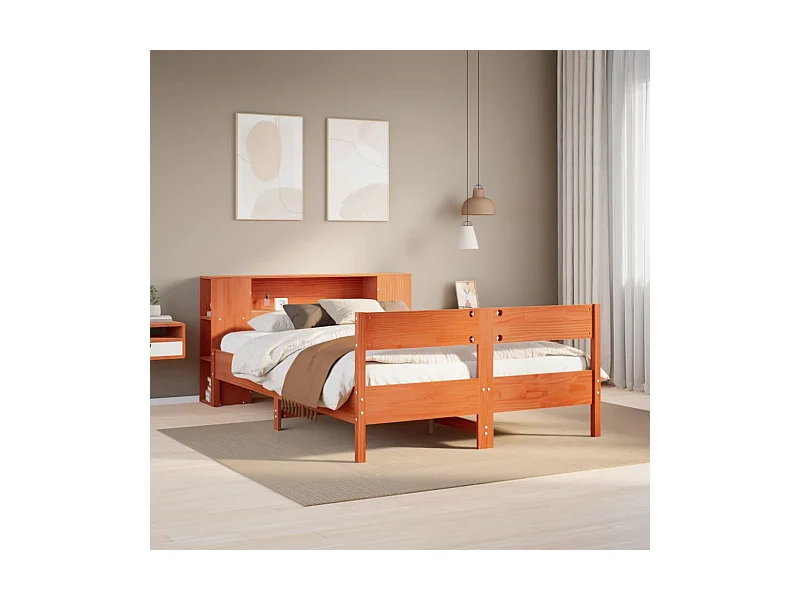 Cama com estante sem colchão 150x200 cm pinho maciço
