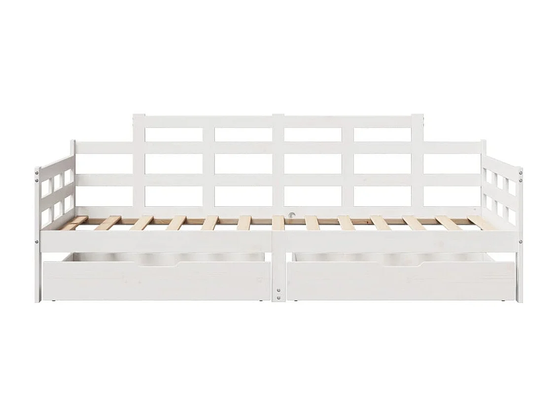 Slaapbank met lades 90x200 cm massief grenenhout wit
