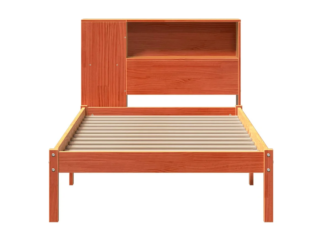 Bed met boekenkastukkenzonder matras grenenhout wasbruin 100x200 cm