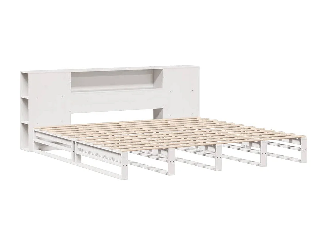 Bed met boekenkast zonder matras massief hout wit 180x200 cm