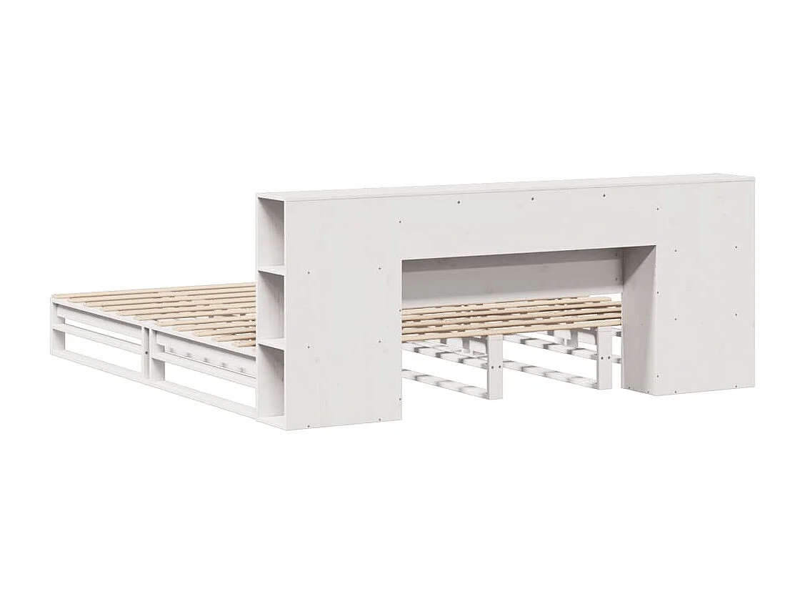 Bed met boekenkast zonder matras massief hout wit 180x200 cm