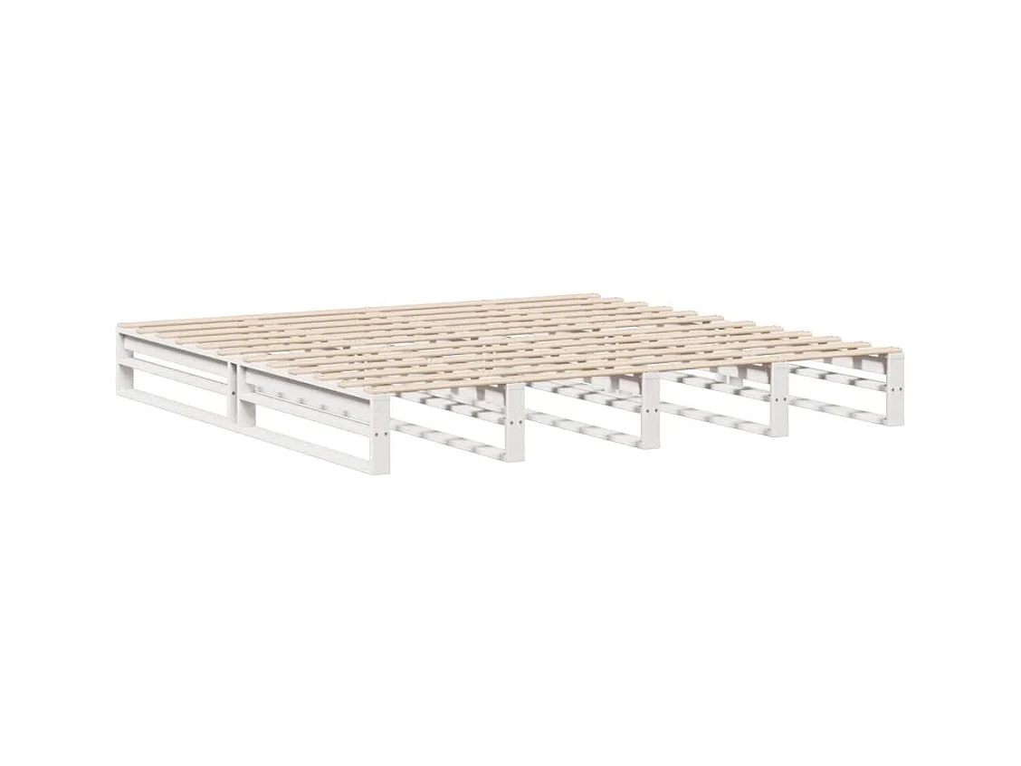 Bed met boekenkast zonder matras massief hout wit 180x200 cm