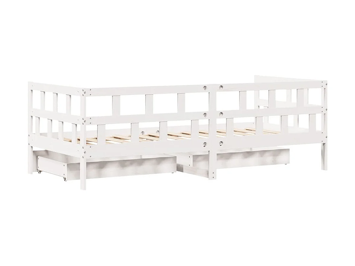 Lit de jour avec tiroirs blanc 90x200 cm bois de pin massif