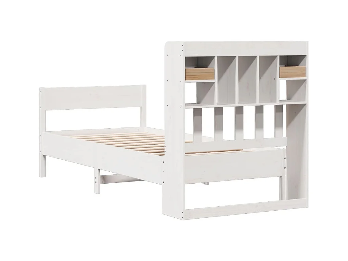 Bed met boekenkastukkenzonder matras grenenhout wit 90x190 cm