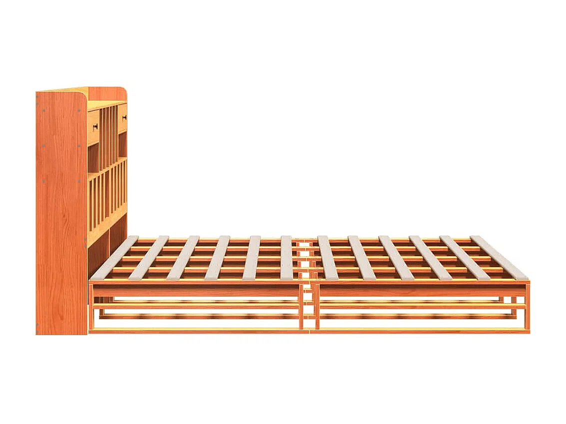 Cama con estantería sin colchón madera maciza marrón 200x200 cm