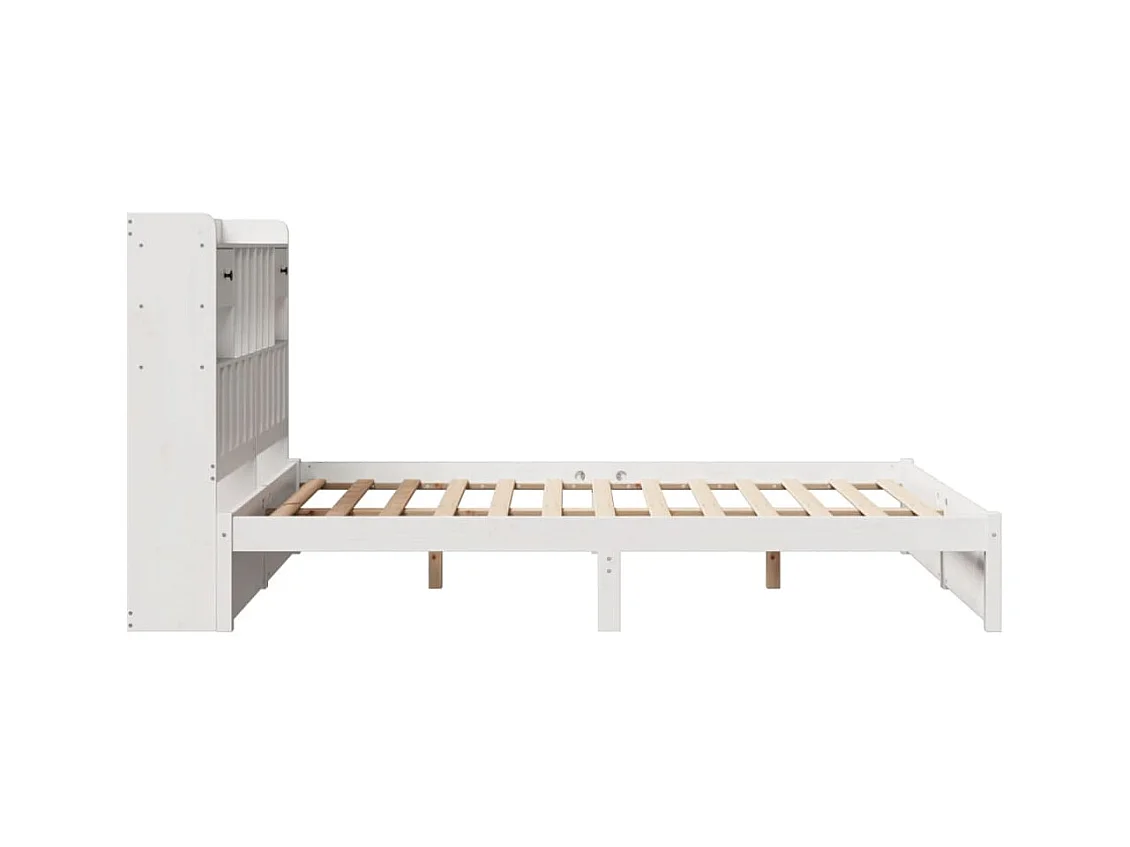 Bed met boekenkast zonder matras grenenhout wit 160x200 cm