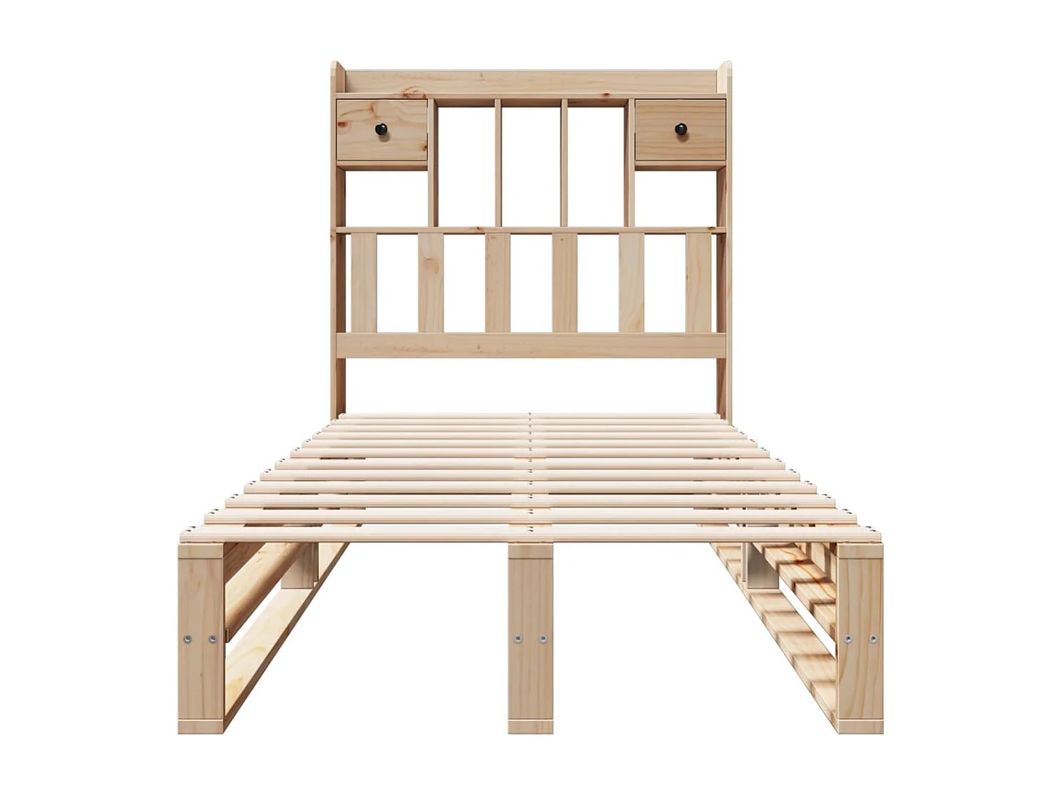 Cama con estantería sin colchón madera maciza de pino 100x200cm