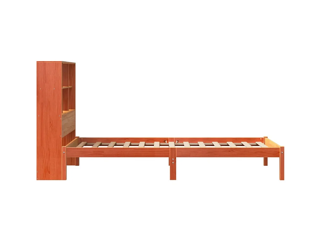 Cama con estantería sin colchón madera maciza marrón 100x200 cm