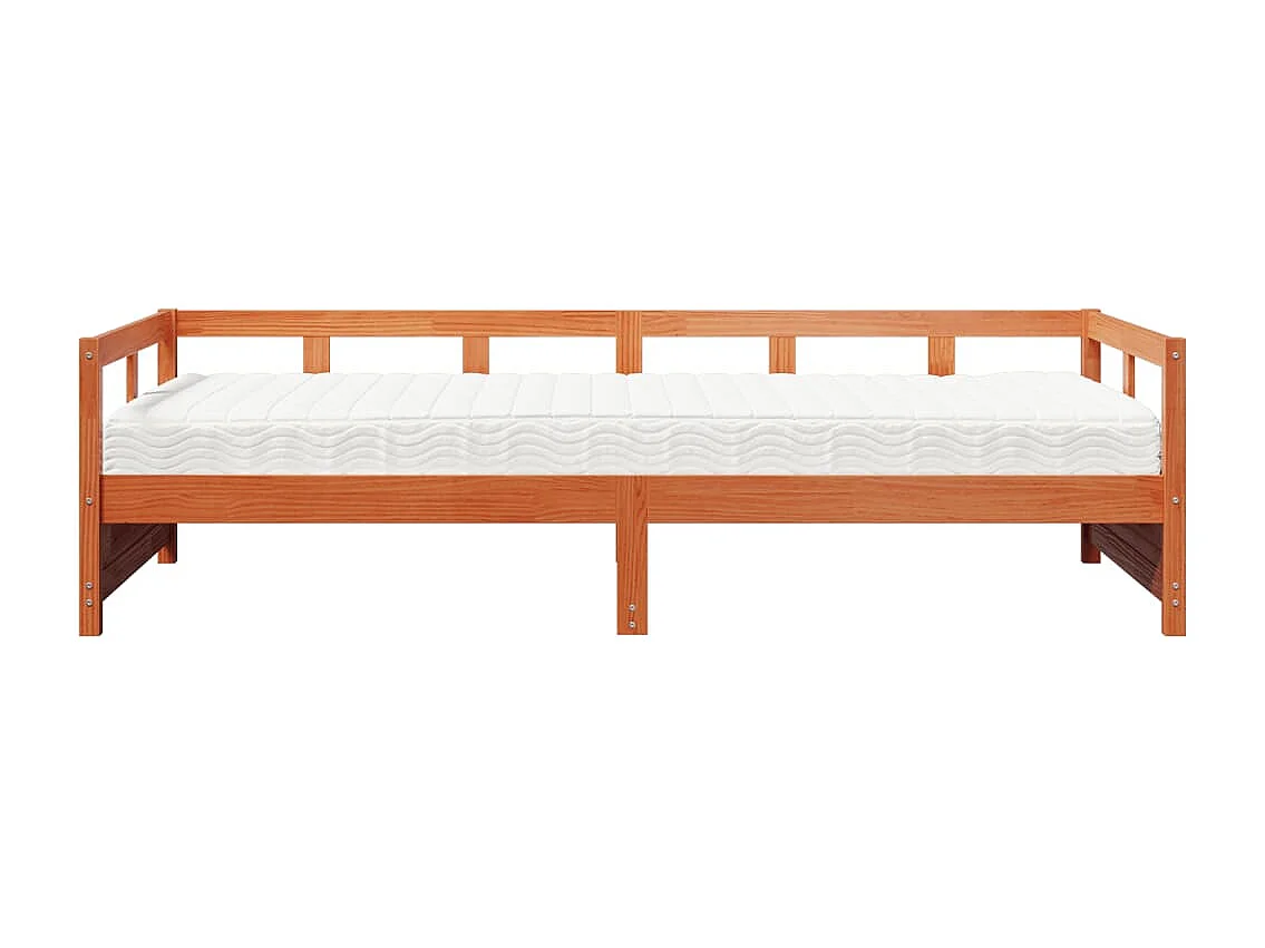 Slaapbank met matras 80x200 cm massief grenenhout wasbruin