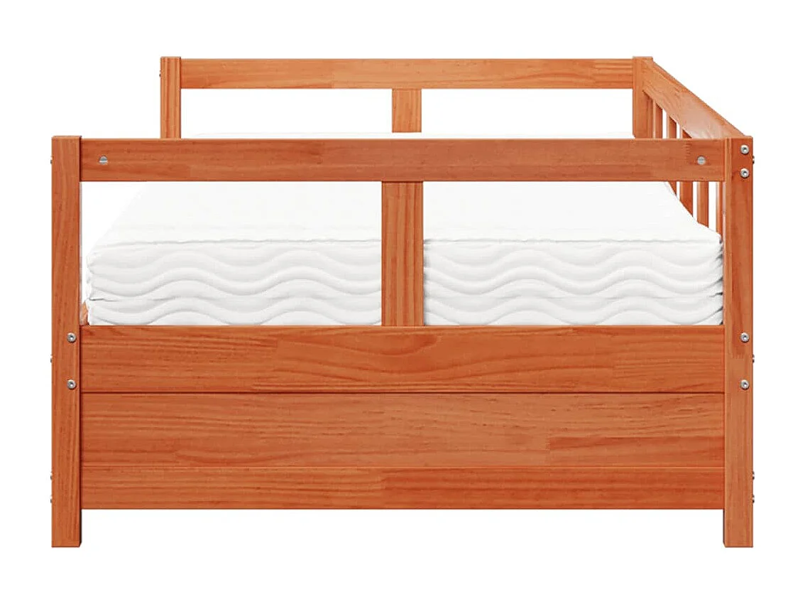 Sofá cama con colchón madera maciza pino marrón cera 80x200 cm
