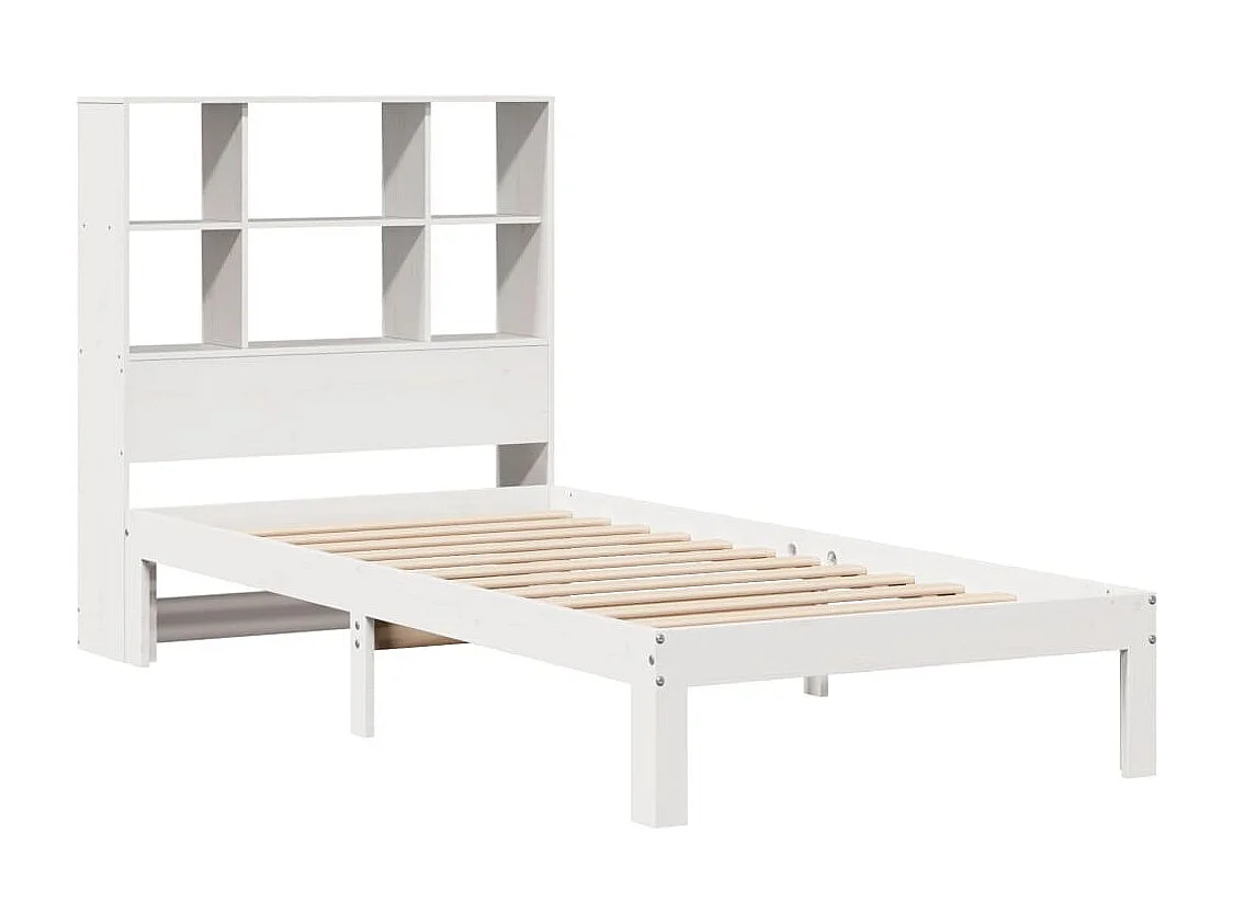 Cama com estante sem colchão 100x200 cm pinho maciço branco