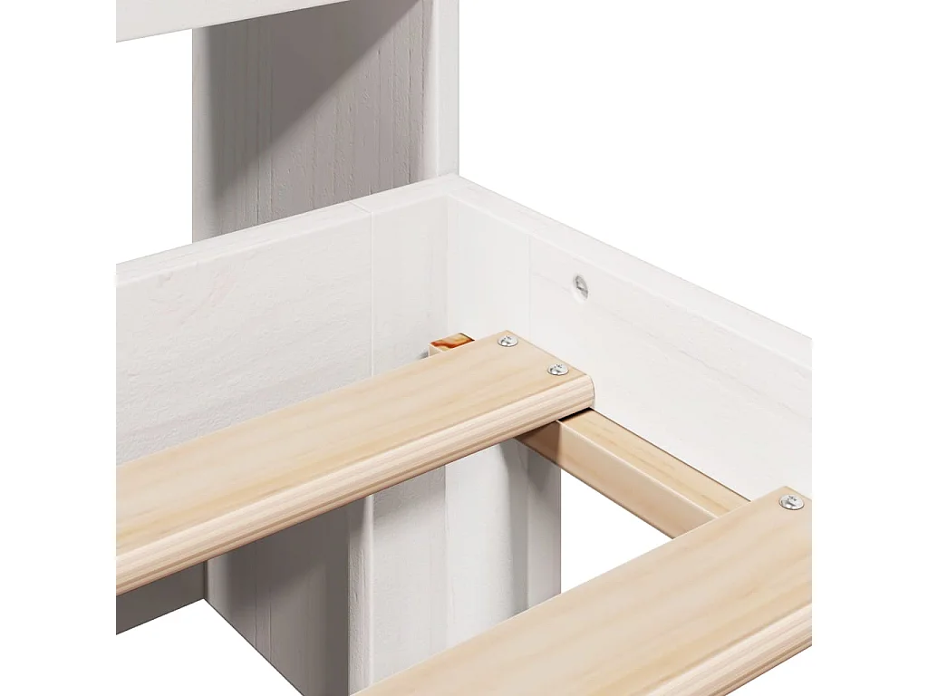 Cama com estante sem colchão 100x200 cm pinho maciço branco