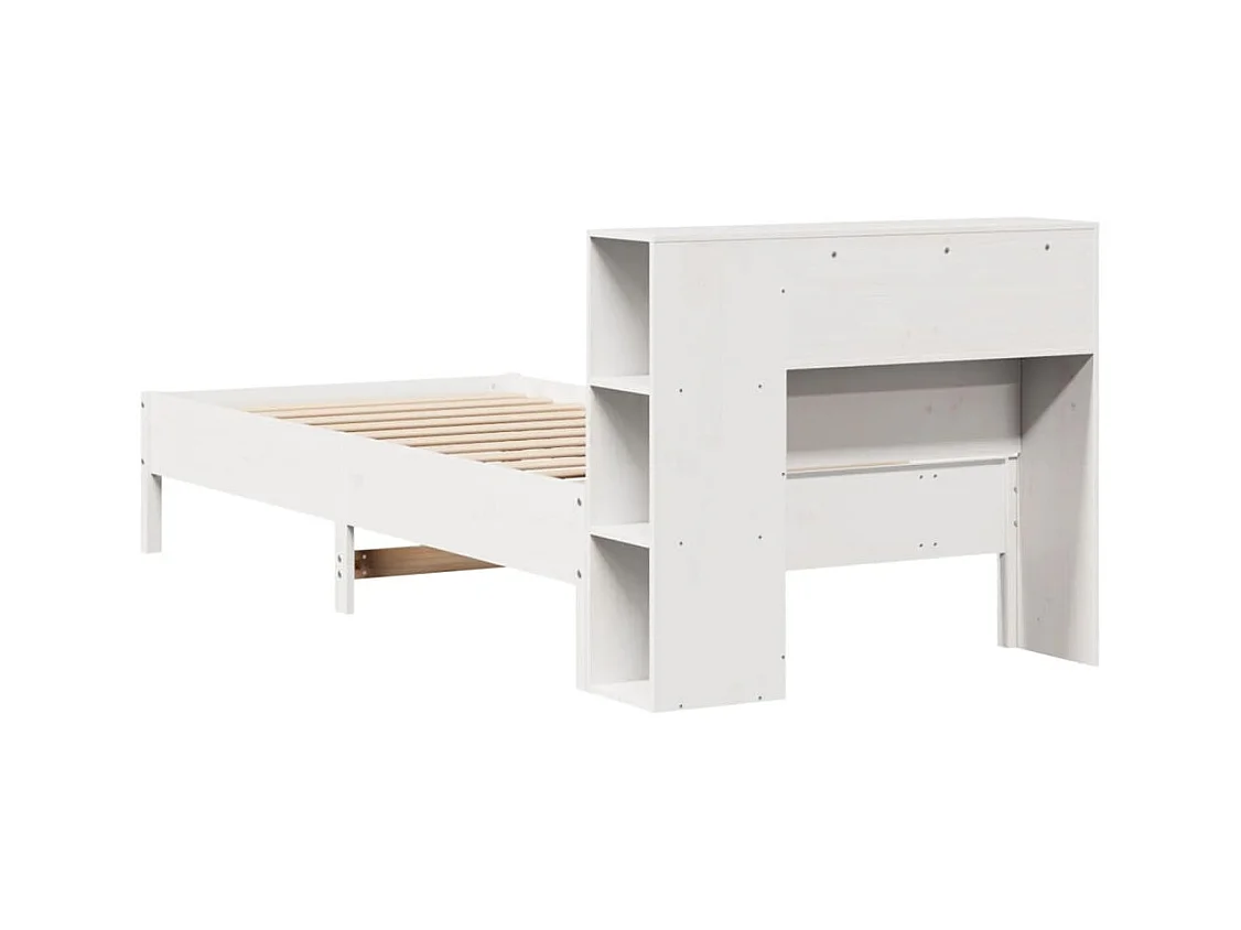 Bed met boekenkastukkenzonder matras grenenhout wit 100x200 cm