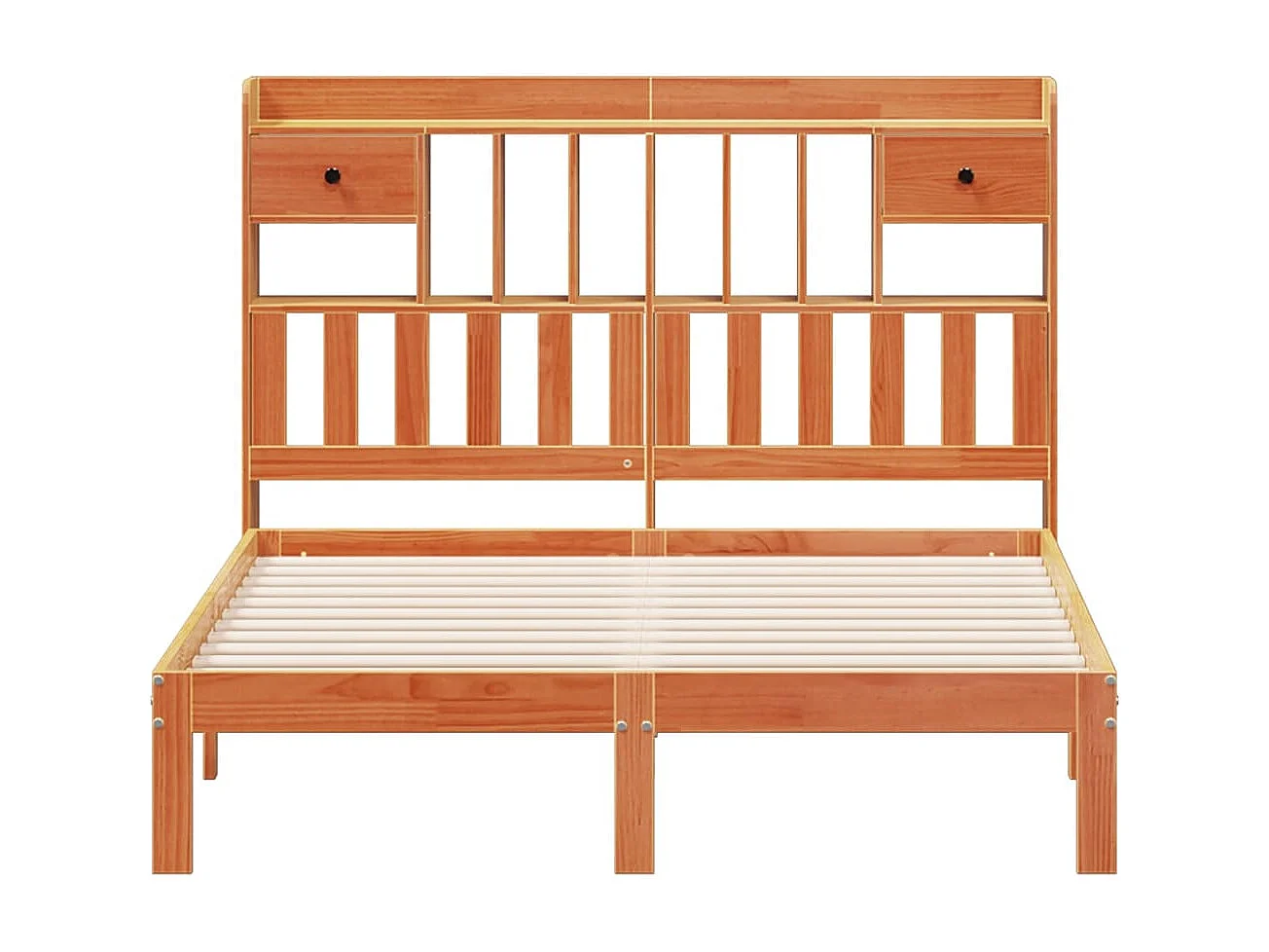 Cama con estantería sin colchón madera maciza marrón 140x200 cm