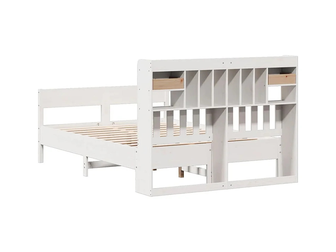 Bed met boekenkast zonder matras grenenhout wit 150x200 cm