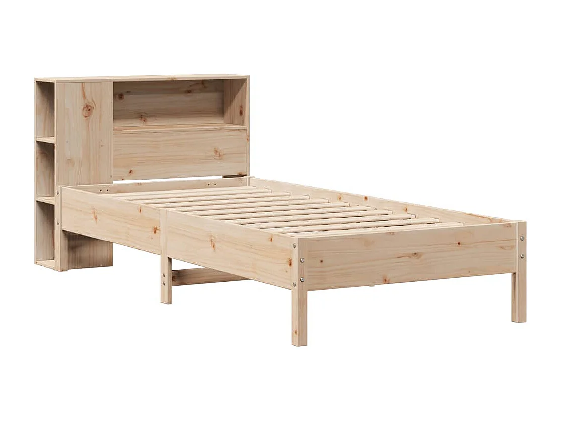 Cama con estantería sin colchón madera maciza de pino 75x190 cm