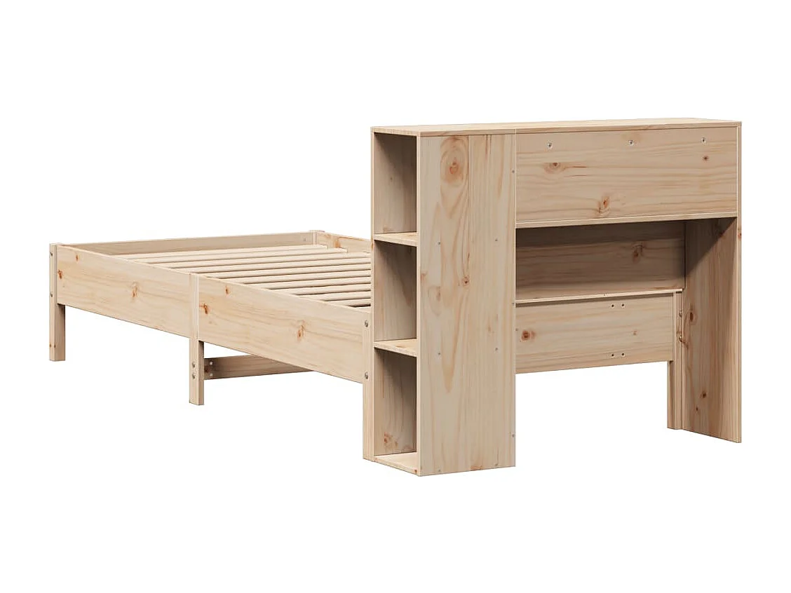 Cama con estantería sin colchón madera maciza de pino 75x190 cm