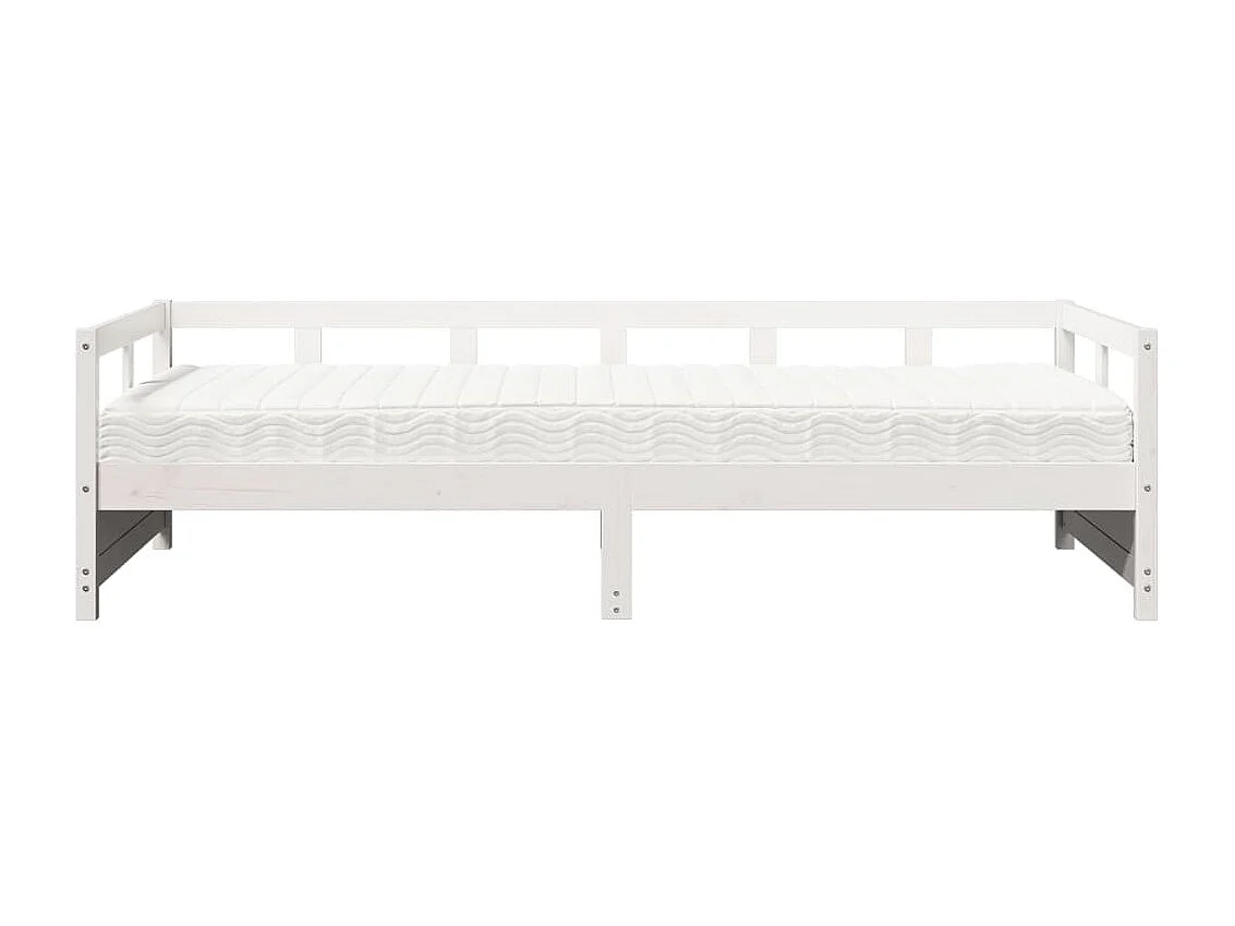 Sofá cama con colchón madera maciza de pino blanco 80x200 cm