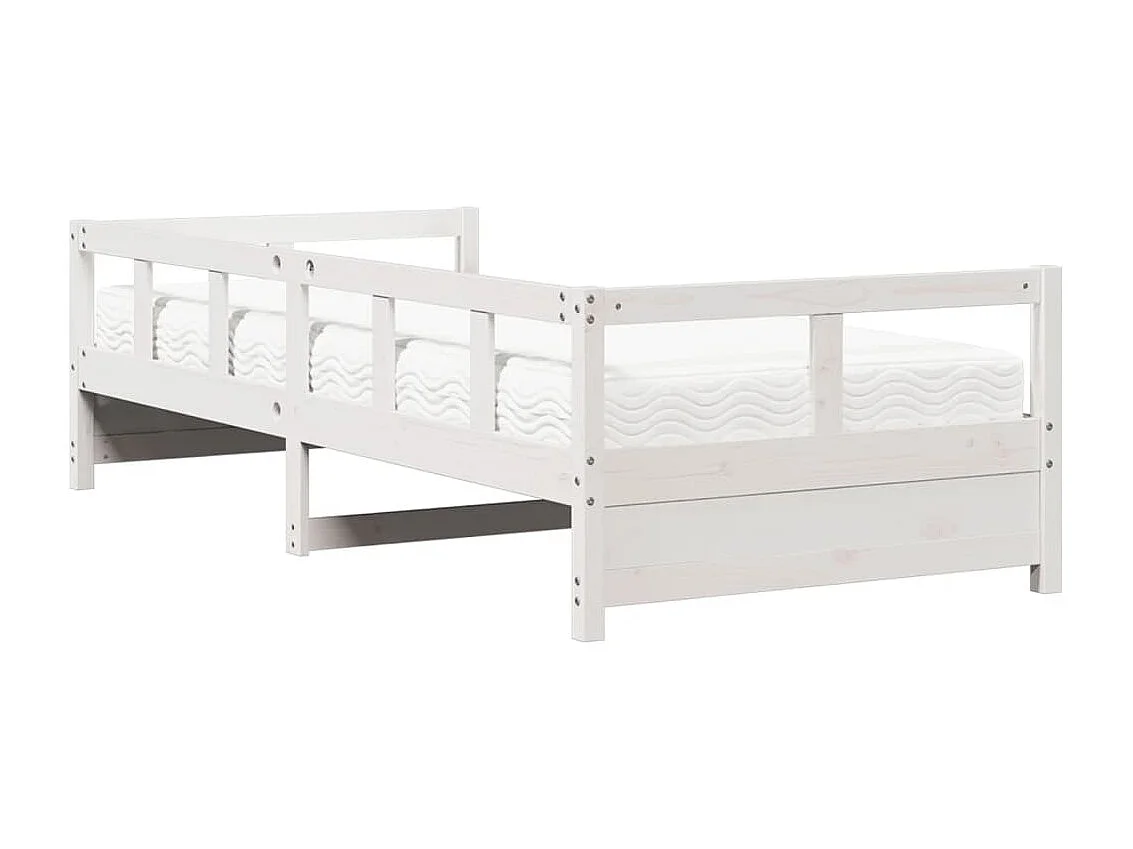 Sofá cama con colchón madera maciza de pino blanco 80x200 cm