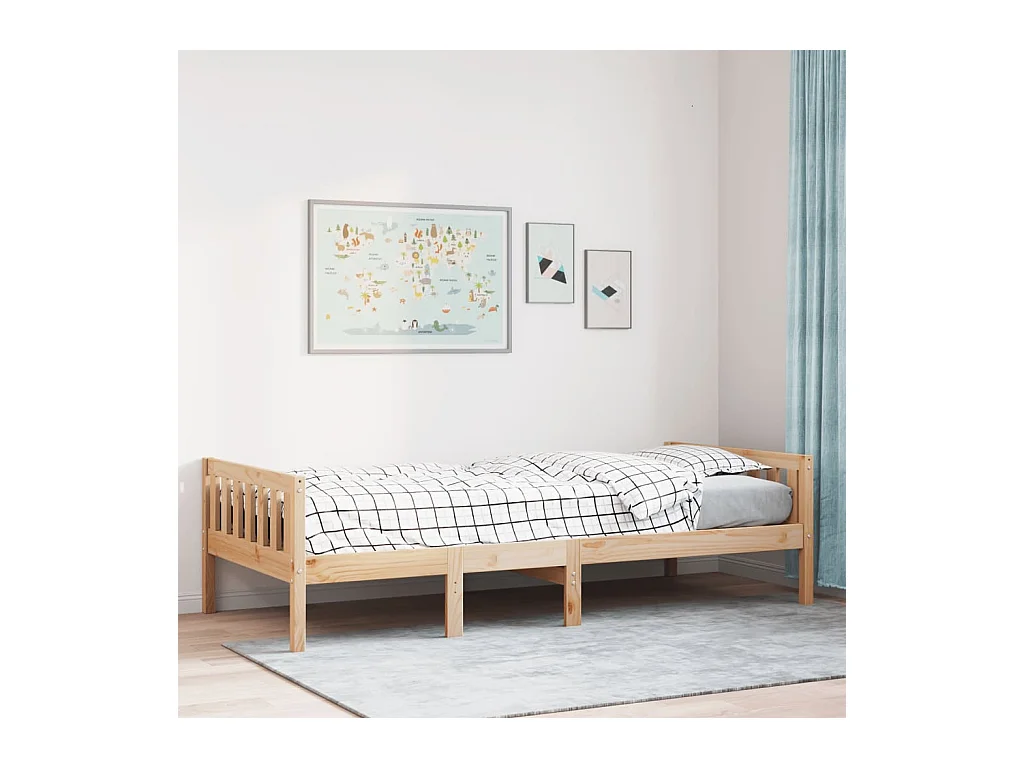 Cama para niños sin colchón madera maciza de pino 90x200 cm
