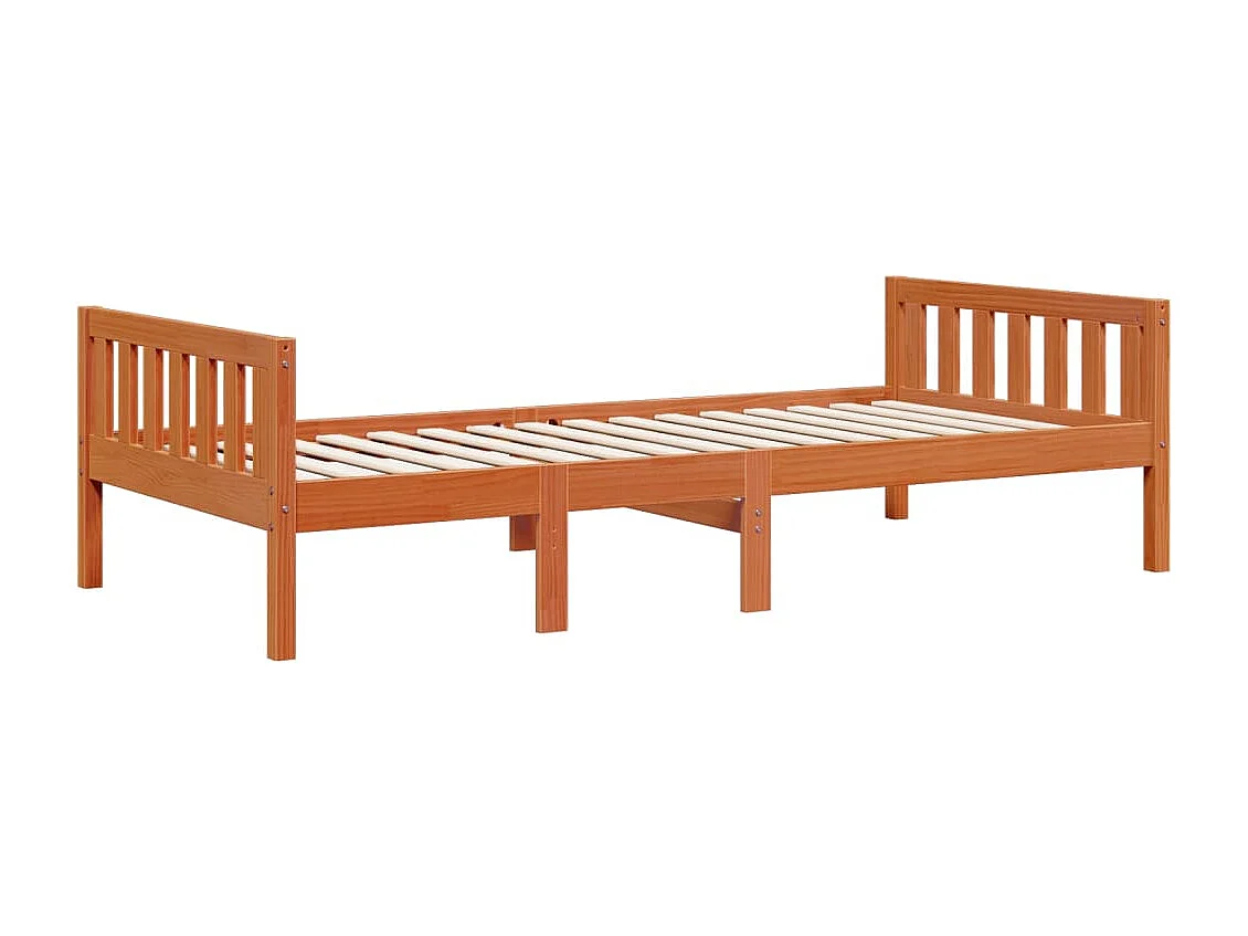 Cama de niños sin colchón madera maciza pino marrón 75x190 cm