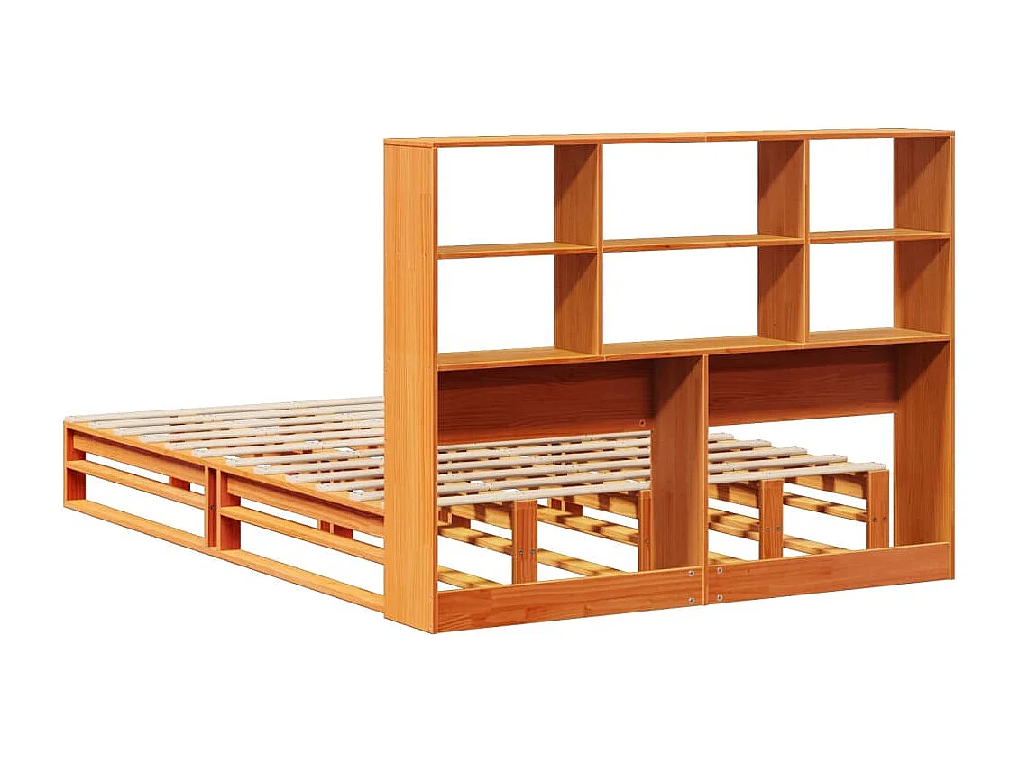 Bed met boekenkast zonder matras hout wasbruin 160x200 cm
