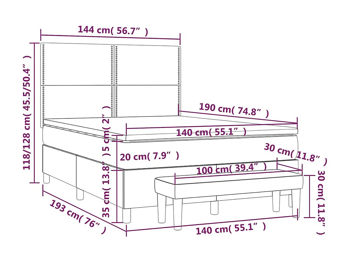 Boxspring met matras kunstleer grijs 140x190 cm